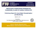 [2016-03-16] 
Water Quality Monitoring Program for Islamorada, Village of Islands, Florida Keys- Preliminary Report #1: Canal Water Characterization and Monitoring
